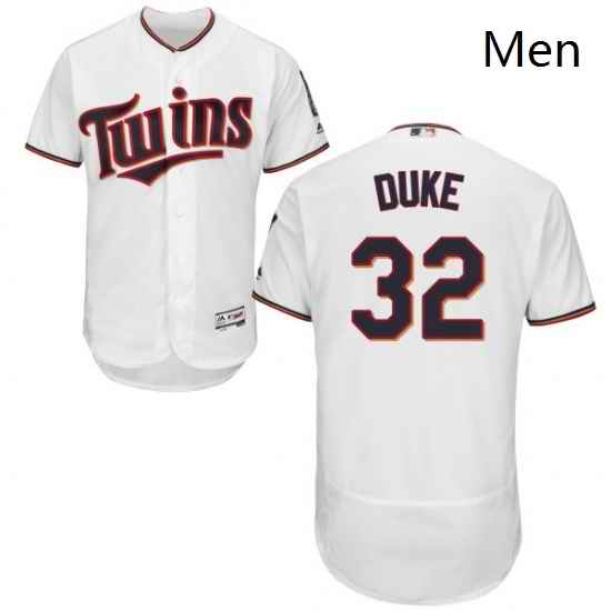 Mens Majestic Minnesota Twins 32 Zach Duke White Home Flex Base Authentic Collection MLB Jersey